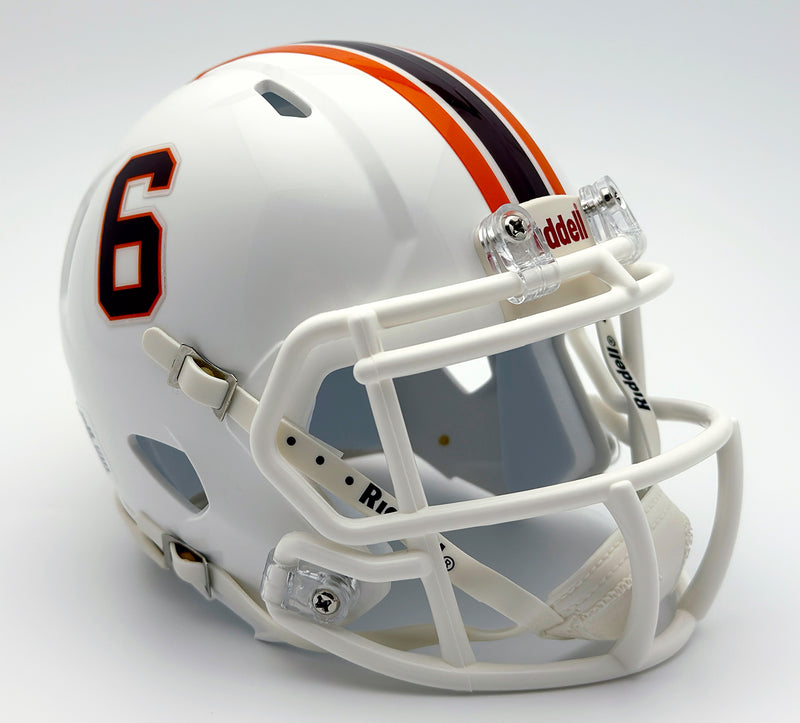 blank white mini football helmet Riddell Speed Shell Comes with a chin strap and has padding inside Rocker T Collectibles Riddell VSR4