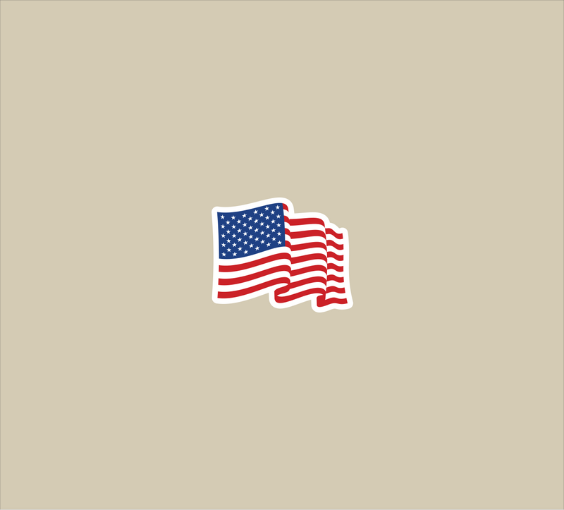 USA Flag Wavy (White Outline)