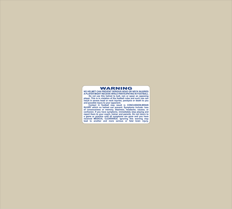 Warning Label for Football Helmets Green / Clear / Mid-Size