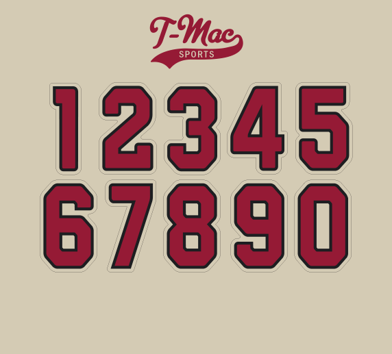Cardinals Mini Numbers, Mini Helmet Decals - T-Mac Sports