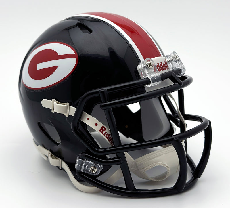 black and red football helmet Glenville (OH) High School Mini Football Helmet