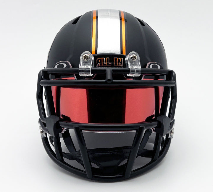 blackout visor for football helmet T-Mac Sports Authentic Mini Helmet Visor Inserts Orange Mirror